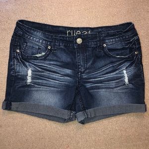 Ripped jean shorts